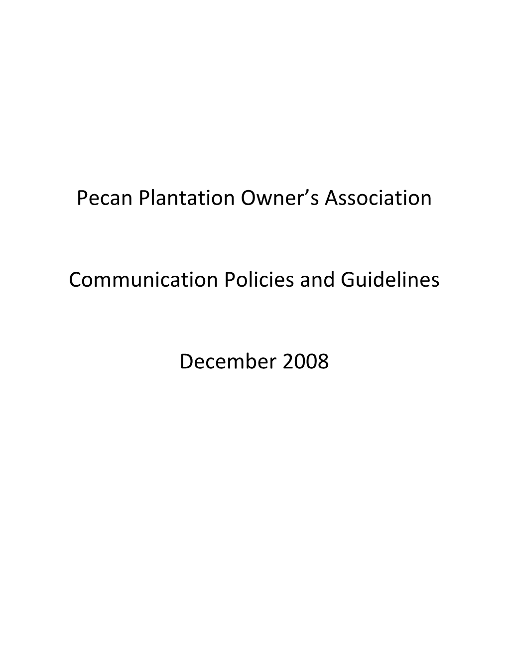 Pecan Plantation Owner S Association