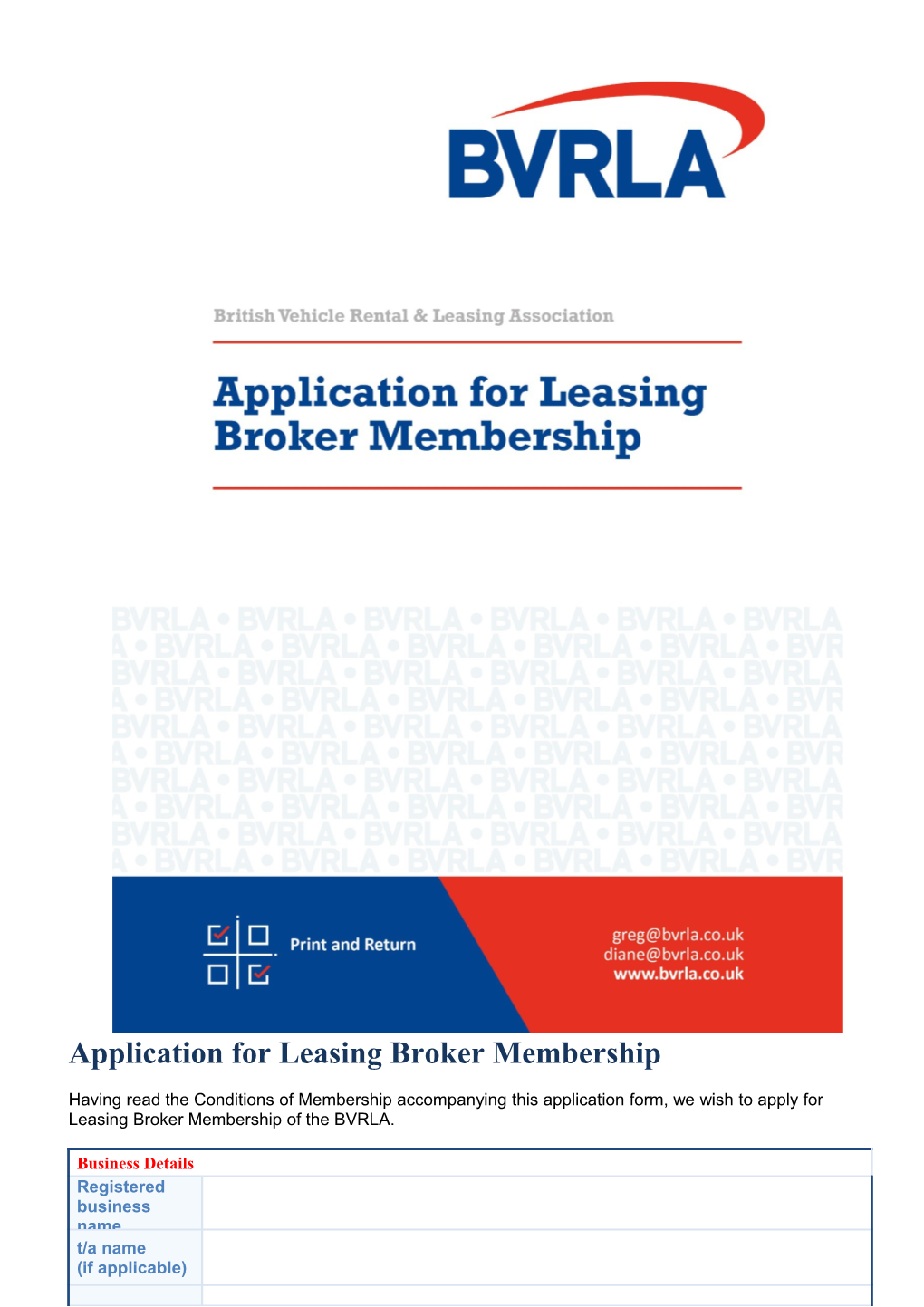 Application for Leasing Broker Membership