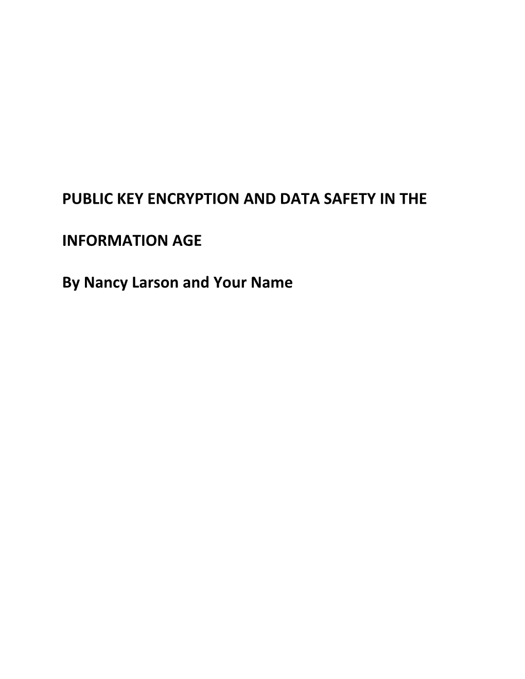 Public Key Encryption Anddata Safety in the Information Age