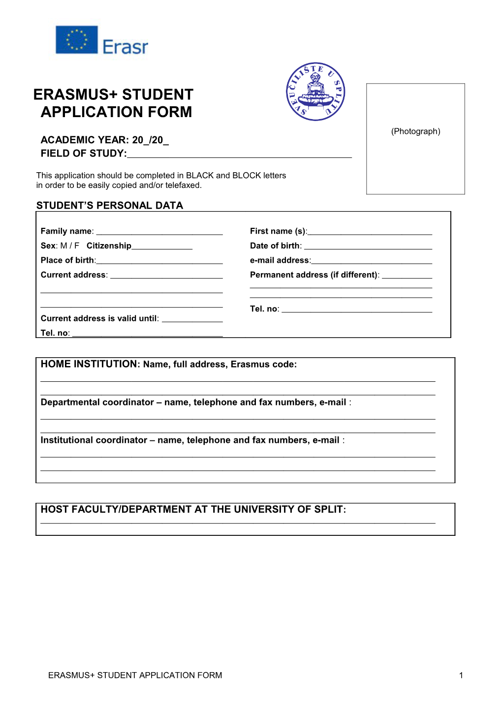 Erasmus+Student Application Form