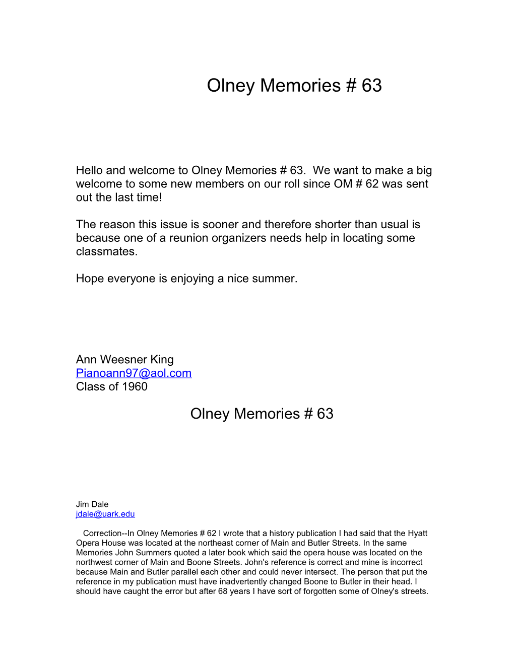 Olney Memories # 63