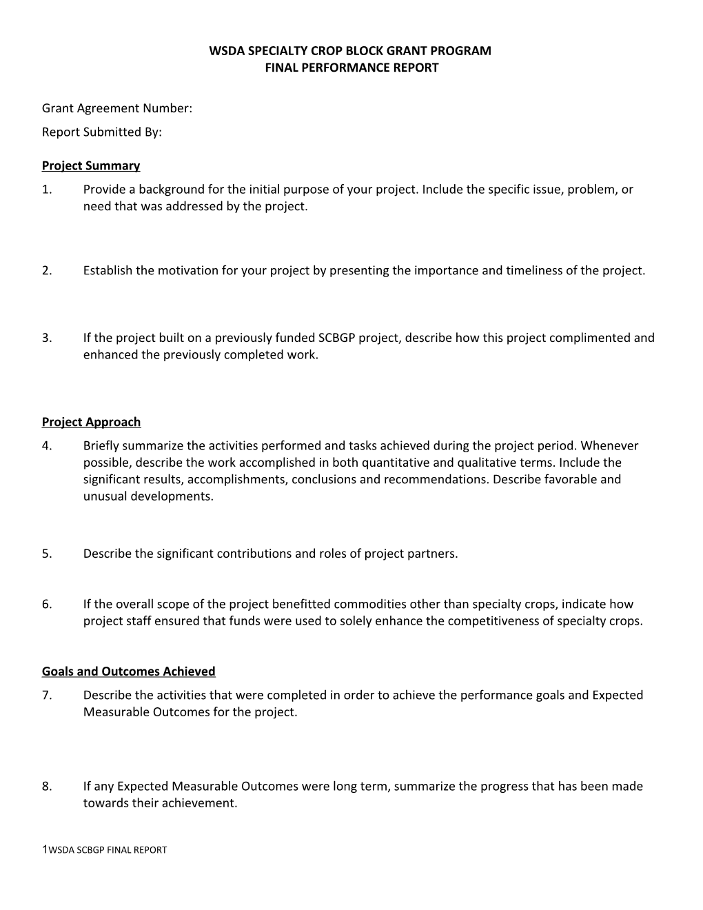 Wsda Specialty Crop Block Grant Program