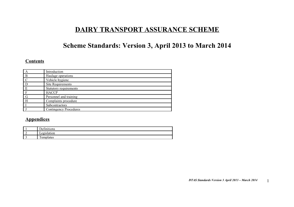 Dairy Transport Assurance Scheme