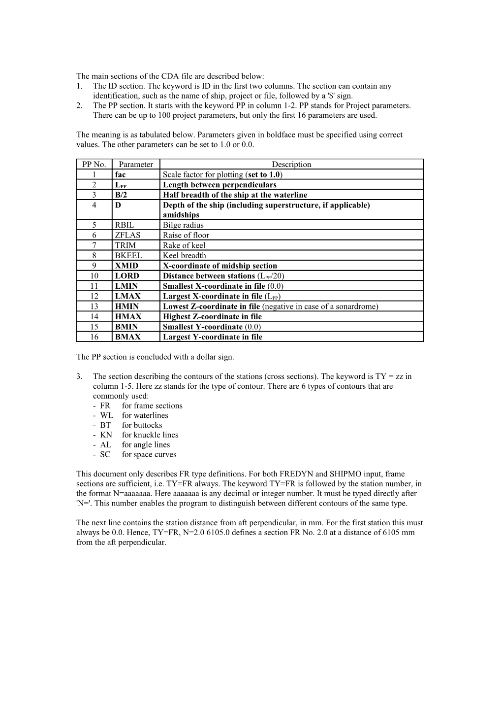 The Main Sections of the CDA File Are Described Below