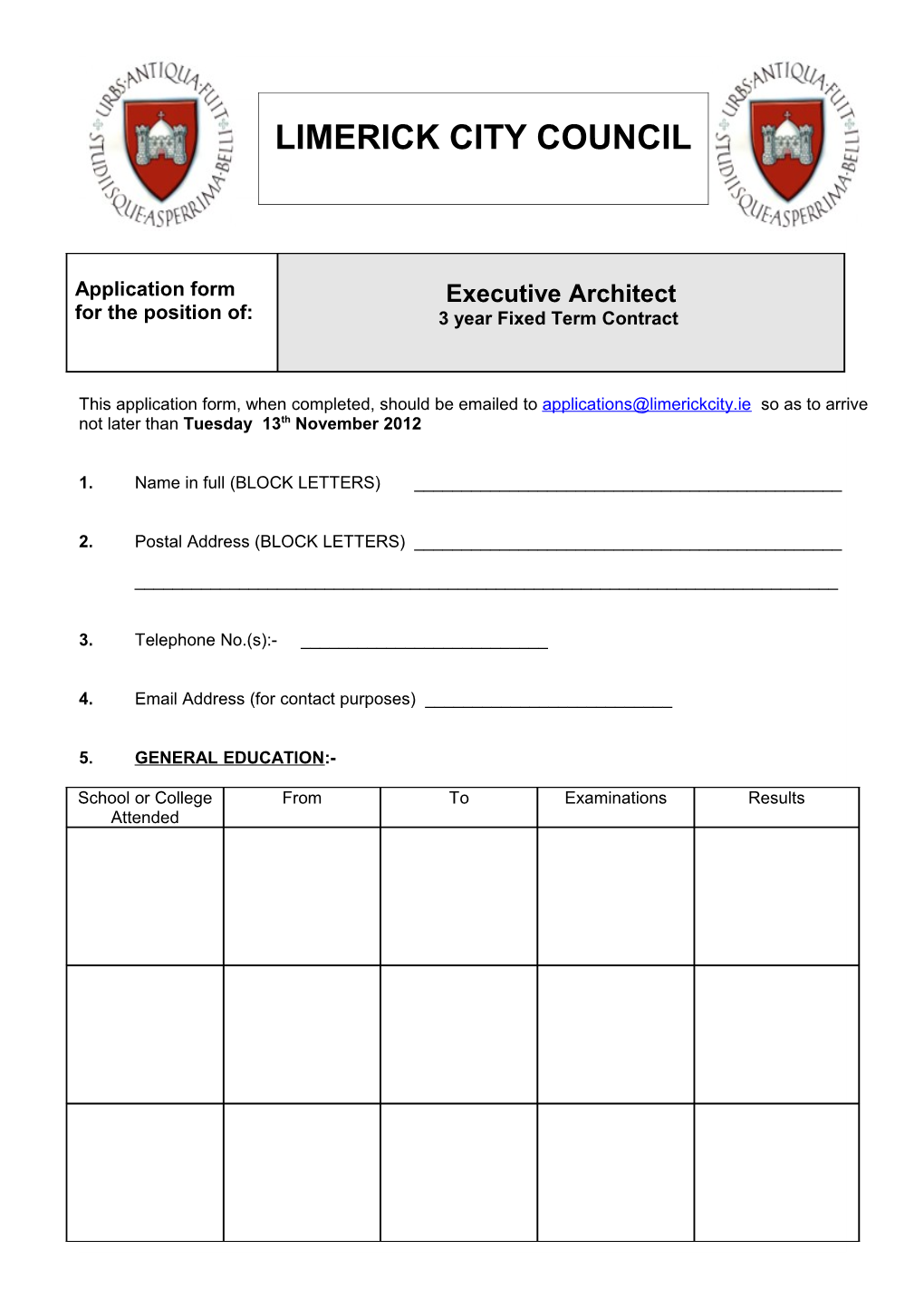 Staff Officer - Application Form
