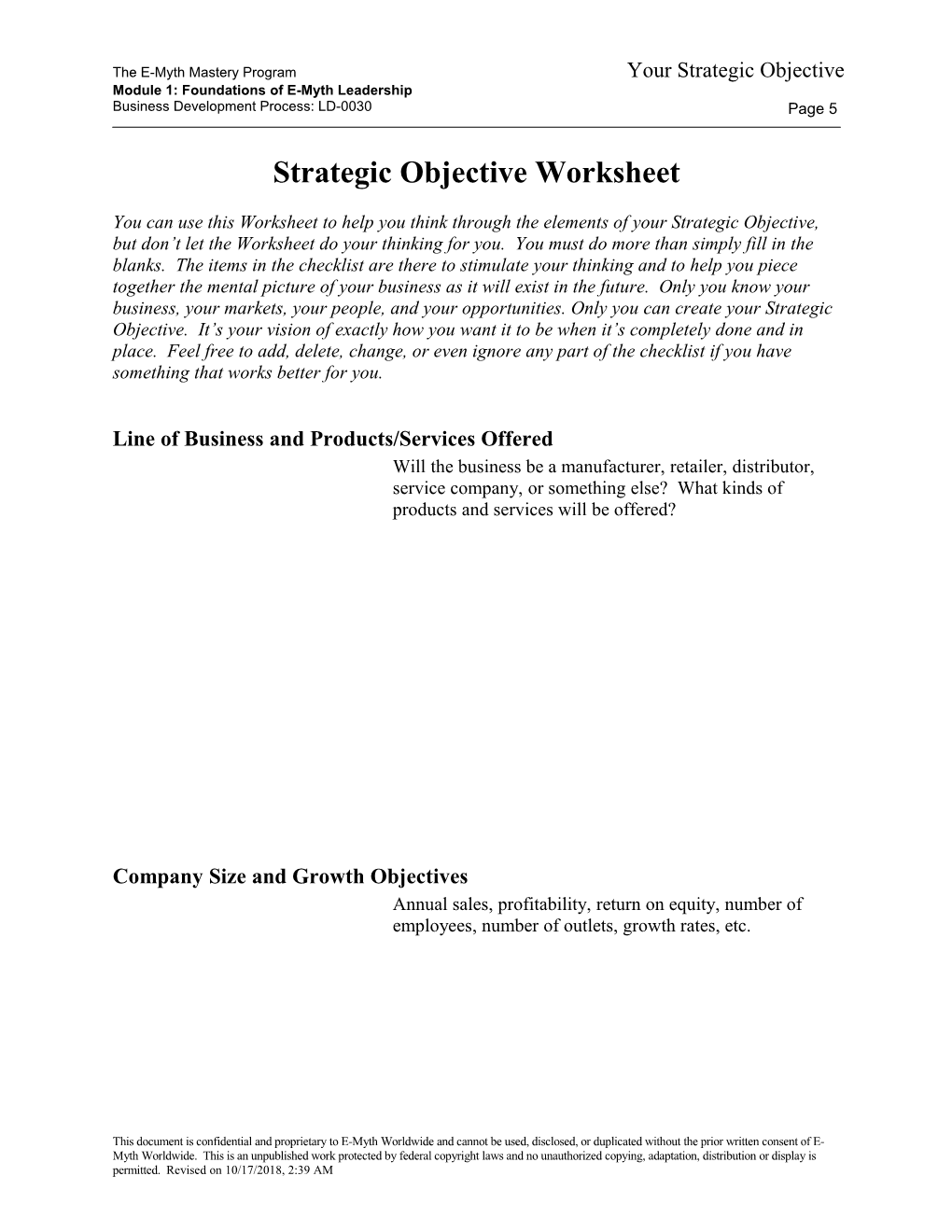 Your Strategic Objective
