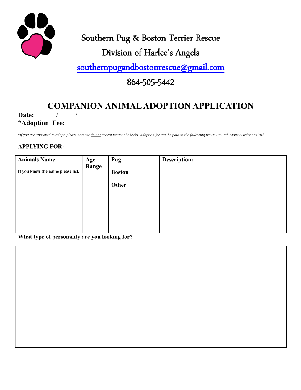 Companion Animal Adoption Application