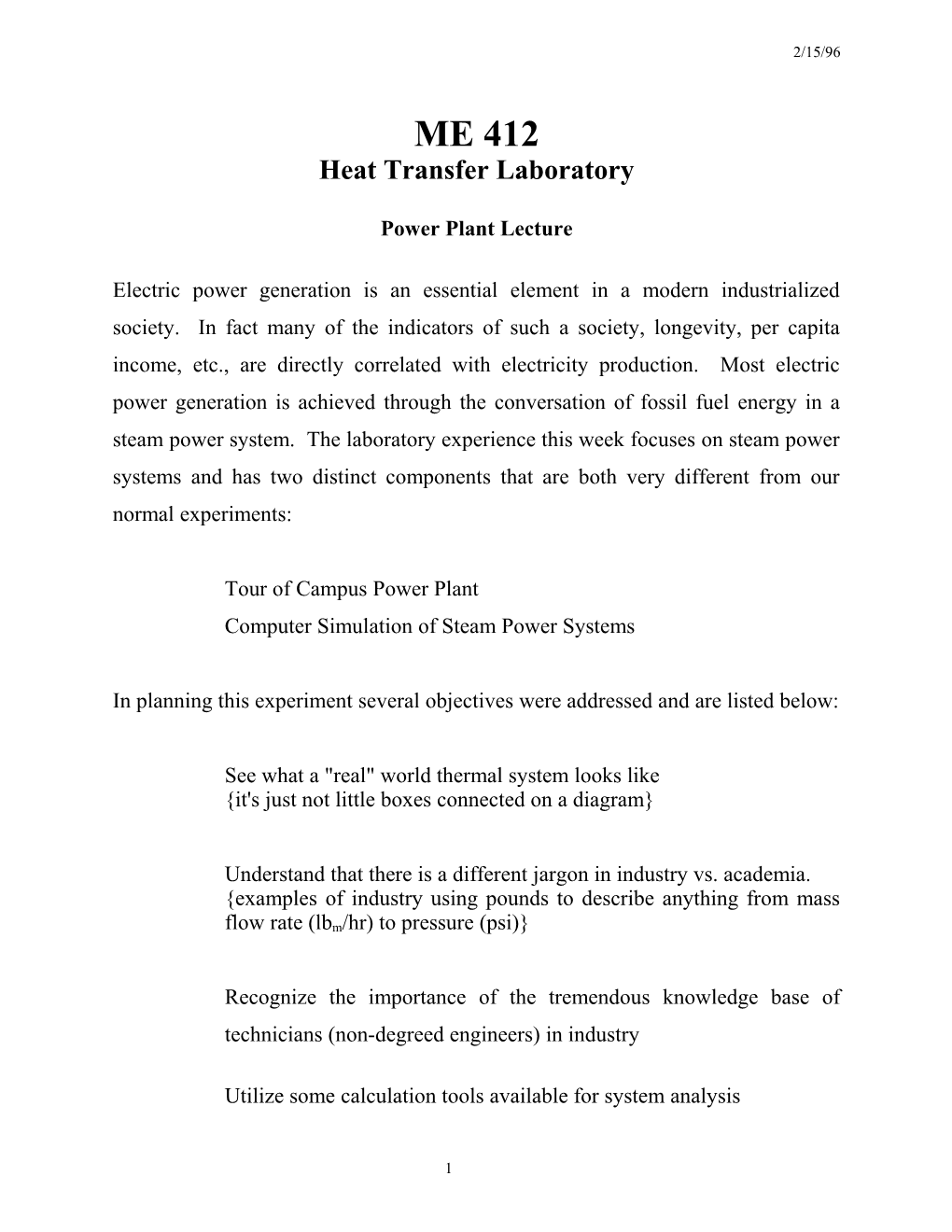 Heat Transfer Laboratory