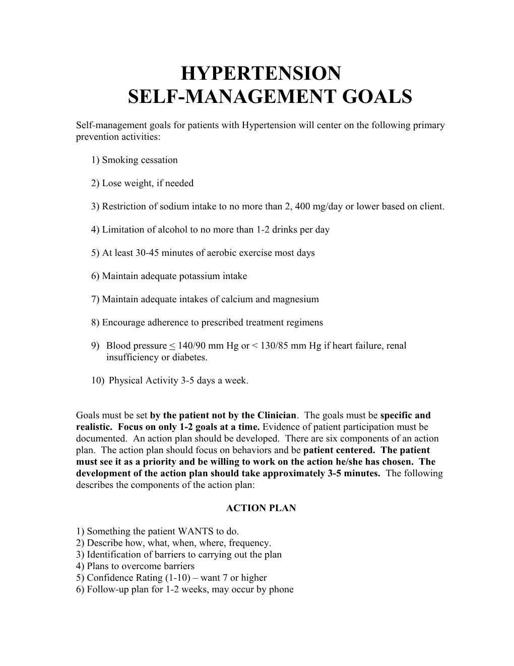 Self Management Goals