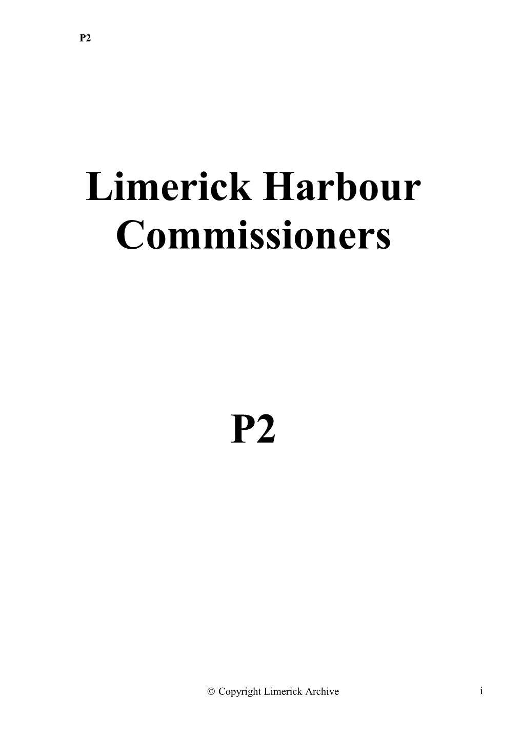 I Boards and Committees of Limerick Bridge and Harbour Commissioner