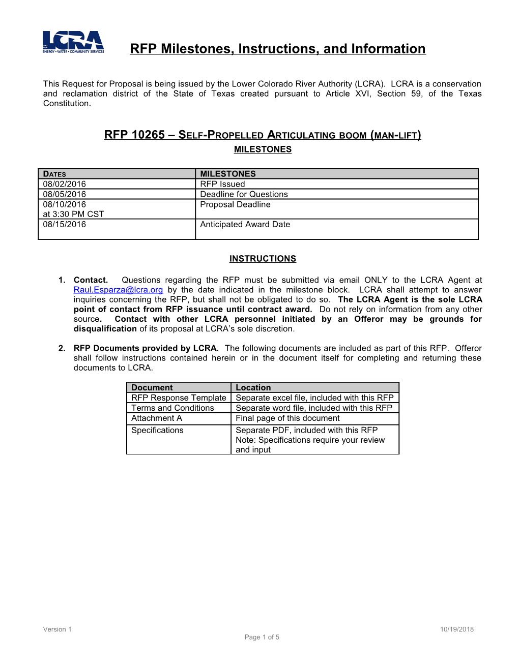 RFP 10265 Self-Propelled Articulating Boom (Man-Lift)