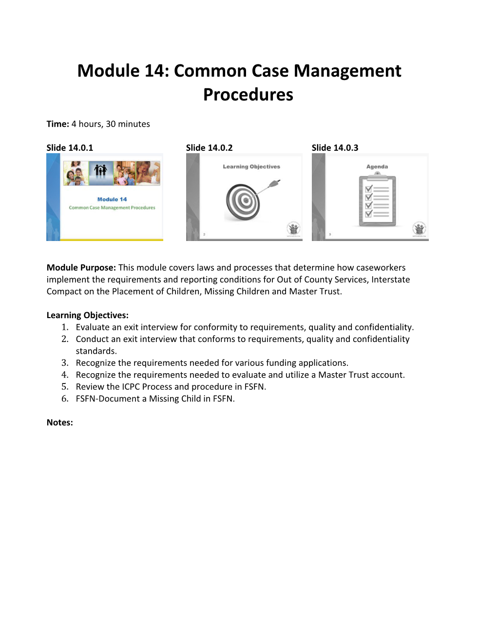 Module 14: Common Case Management Procedures