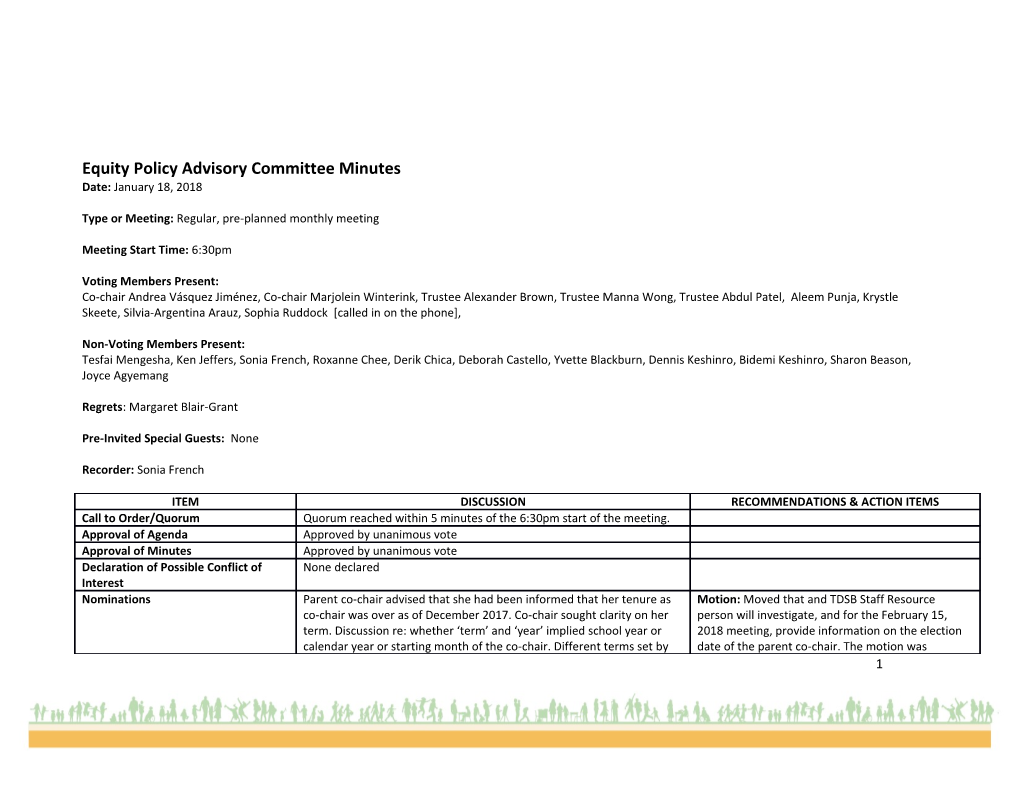 Equity Policy Advisory Committee Minutes