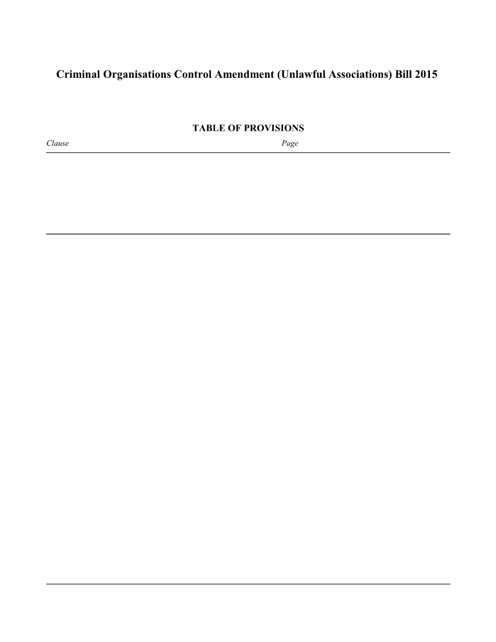 Criminal Organisations Control Amendment (Unlawful Associations) Bill 2015