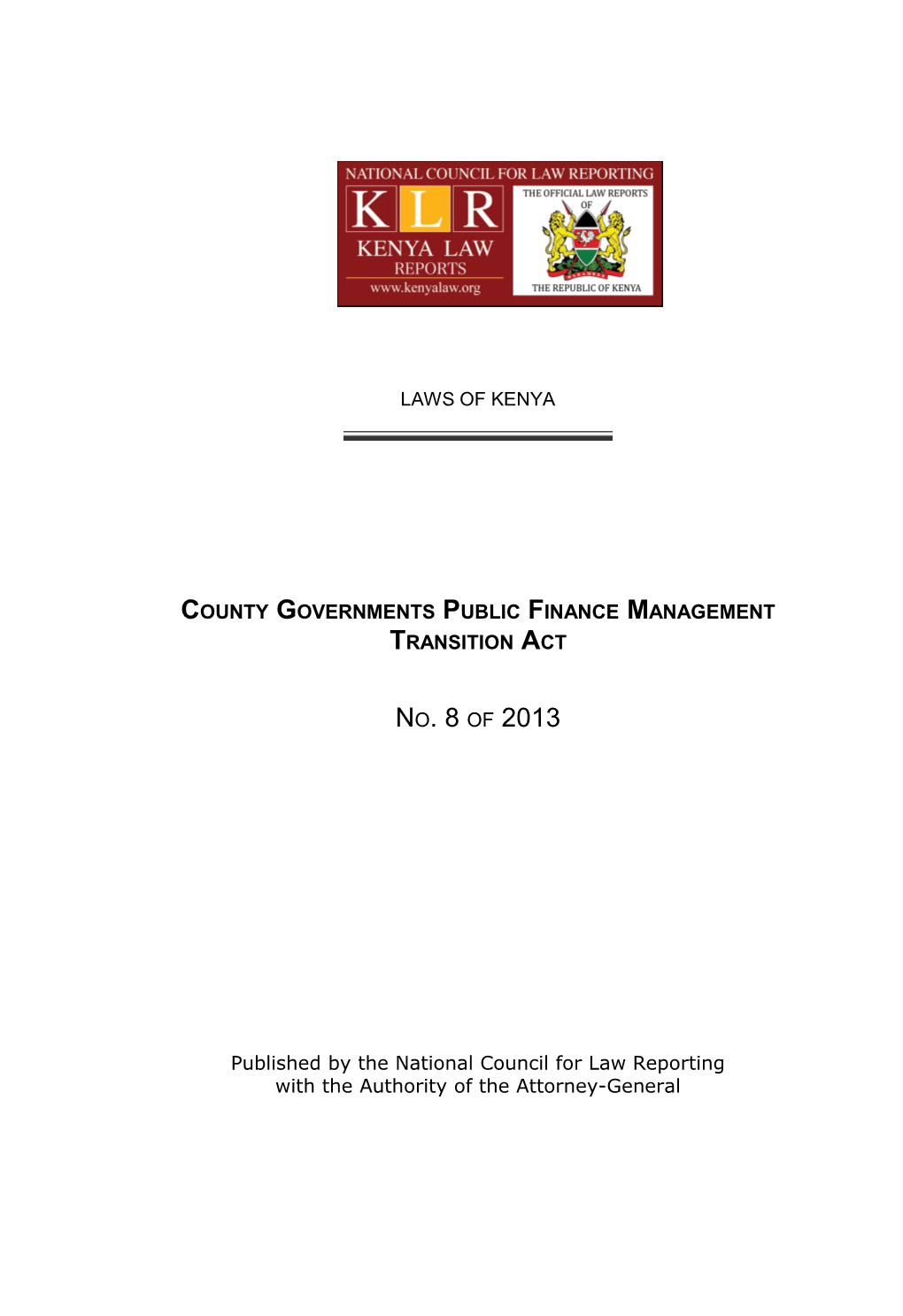 2013 County Governments Public Finance No. 8