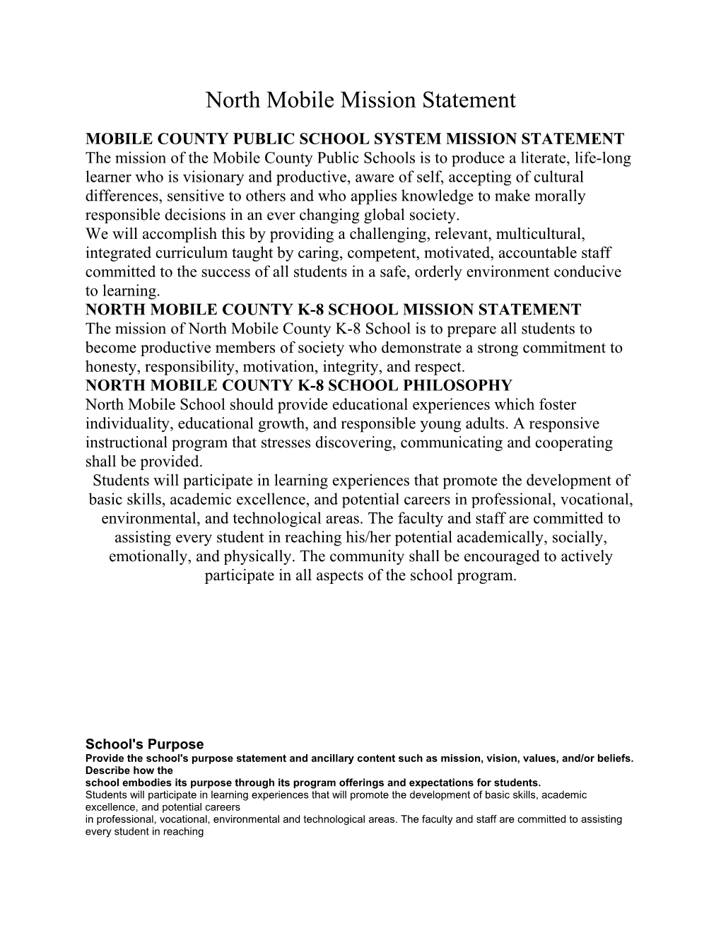 Mobile County Public School System Mission Statement