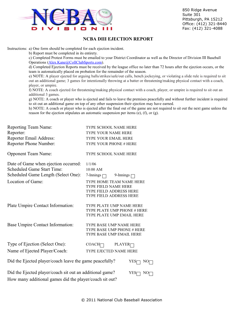 Ncba Diiiejection Report