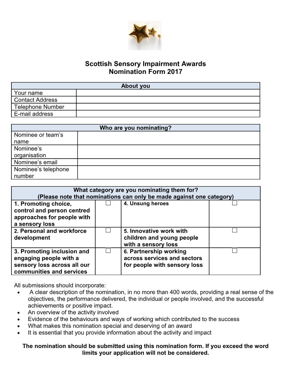 Scottish Sensory Impairment Awards
