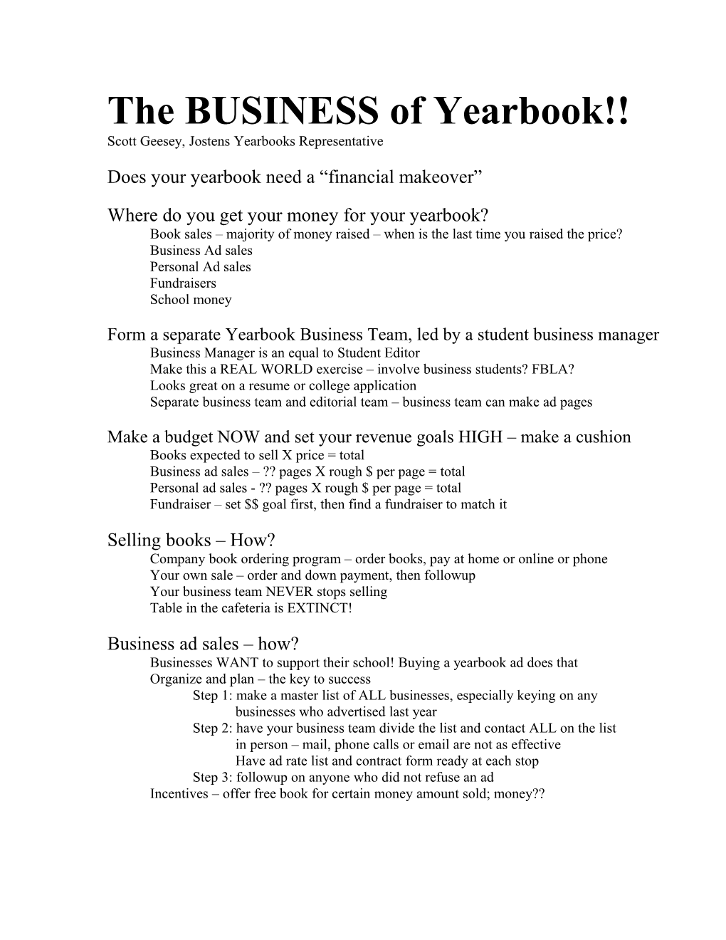 The BUSINESS of Yearbook