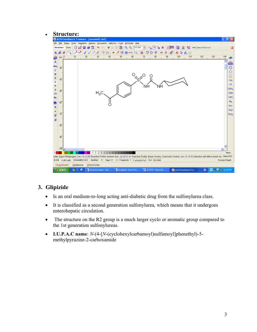 AIM: to Study and Draw the Structure of Antidiabetic Agents Or Antiglycemic Drugs