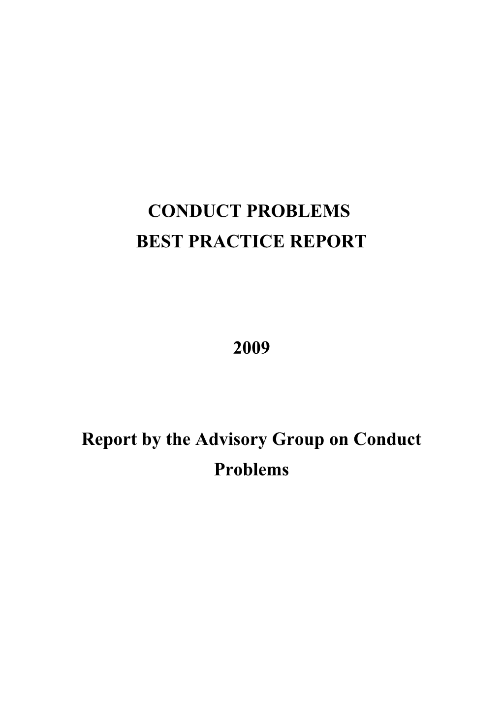 Report by the Advisory Group on Conduct Problems