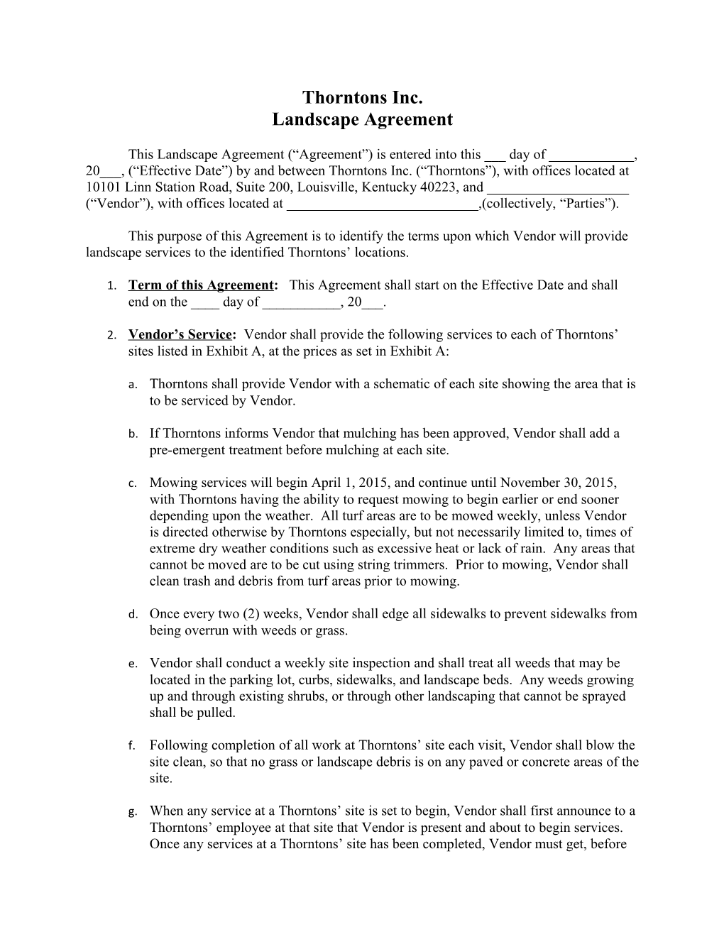 Landscape Agreement