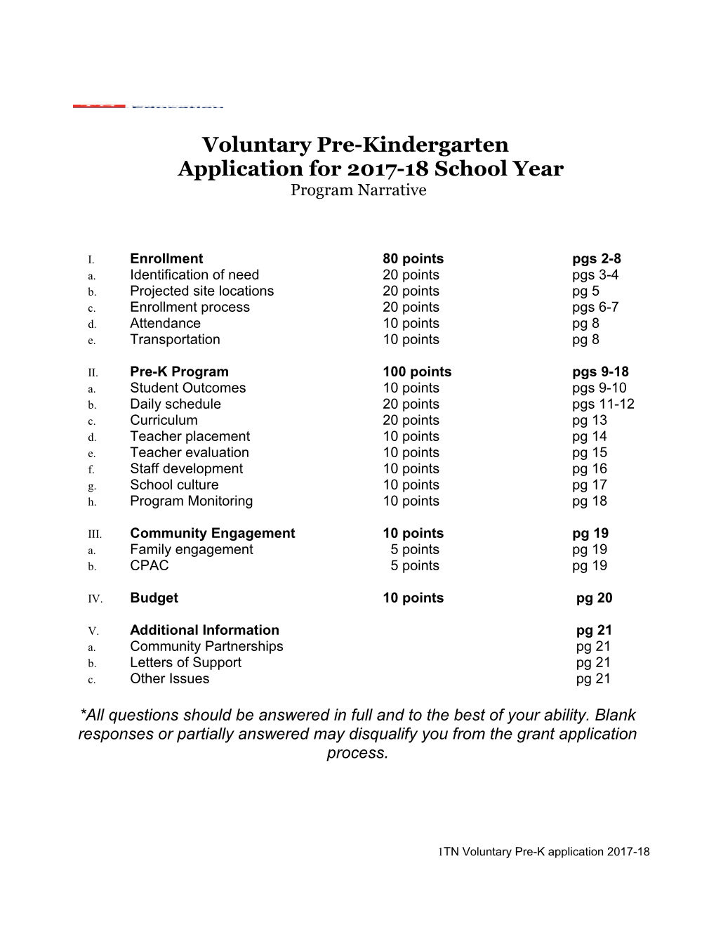 Voluntary Pre-Kindergarten Applicationfor 2017-18 School Year