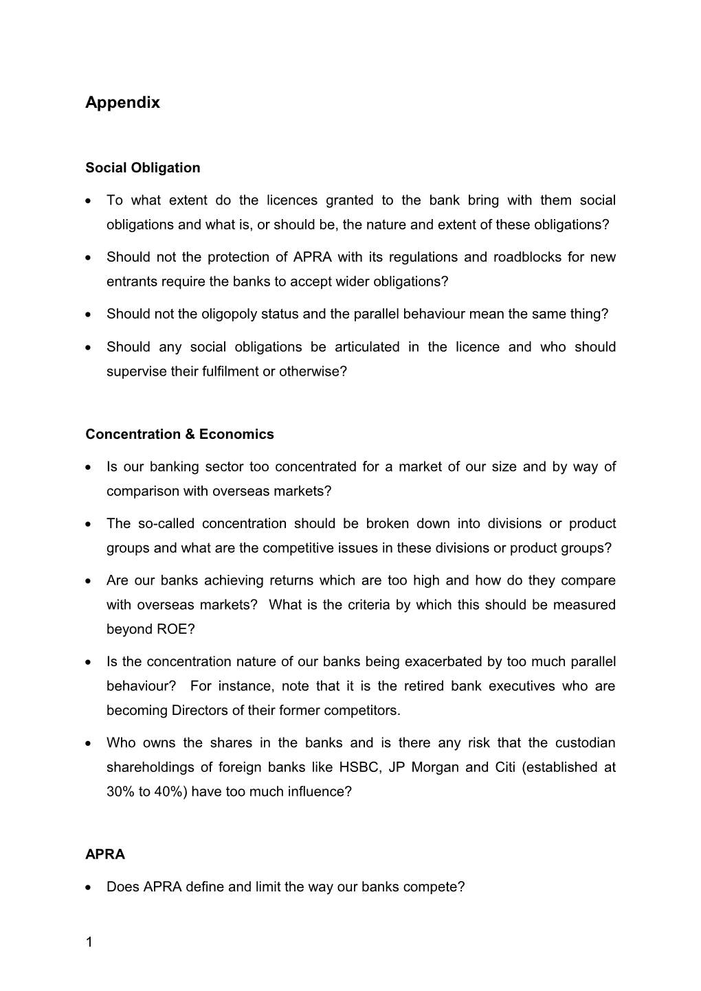 Submission 43 - Appendix - John Dahlsen - Competition in the Australian Financial System