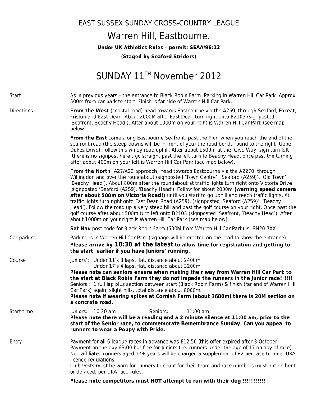 East Sussex Sunday Cross-Country League