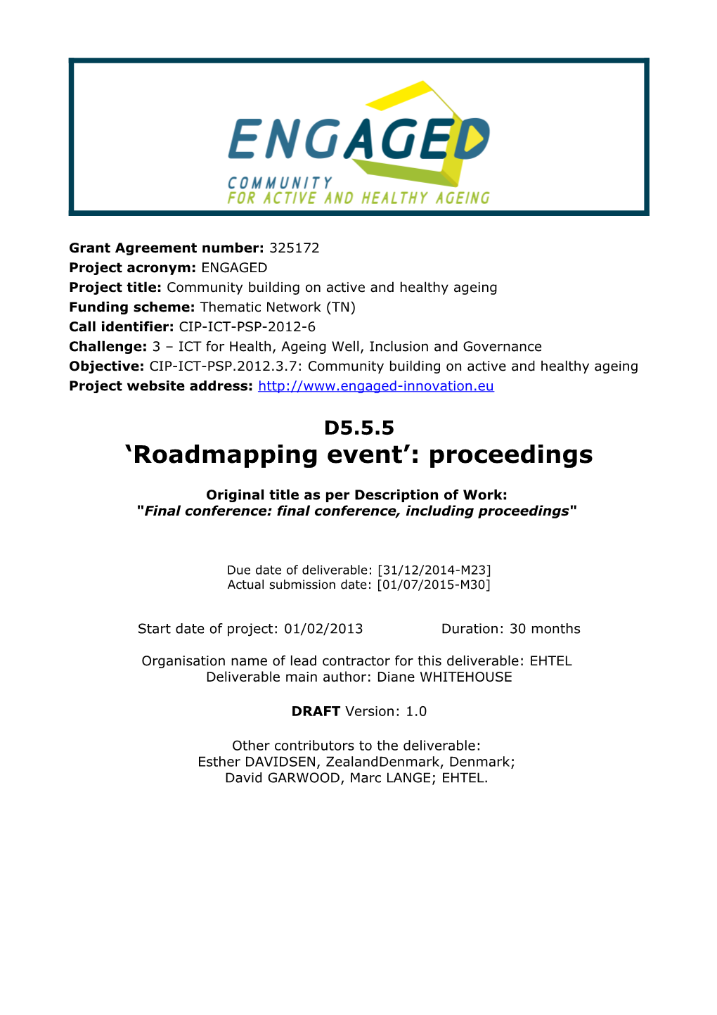 D5.5.5 Roadmapping Event : Proceedings
