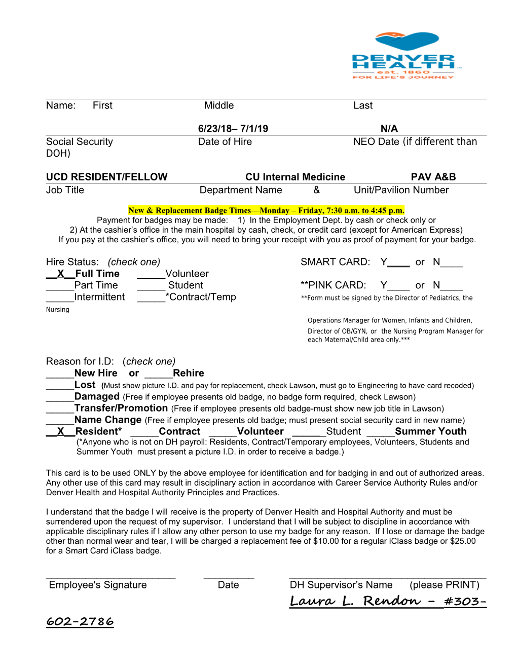 DHMC Resident Badge and IS Forms 2018