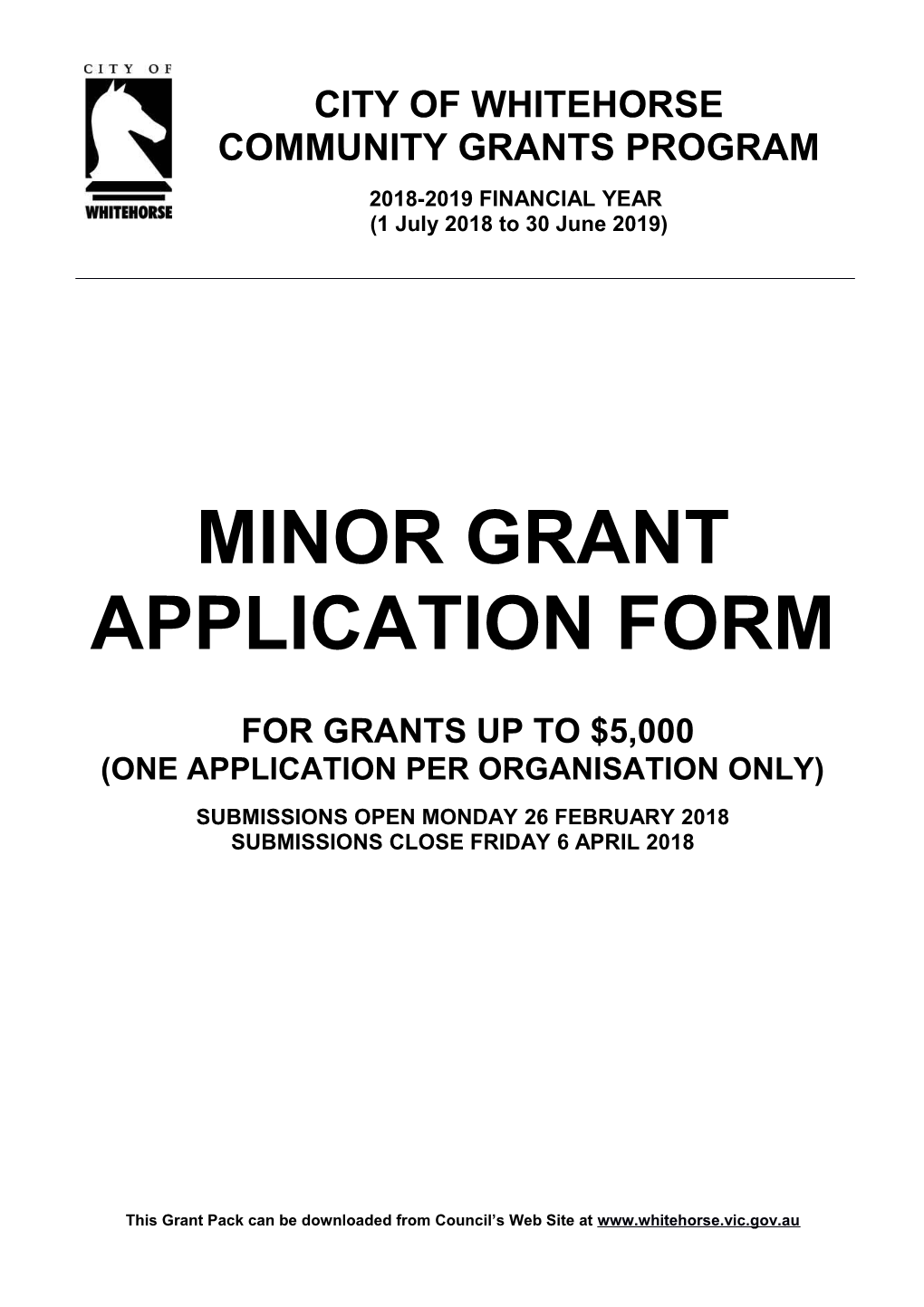 Minor Grant Application Form