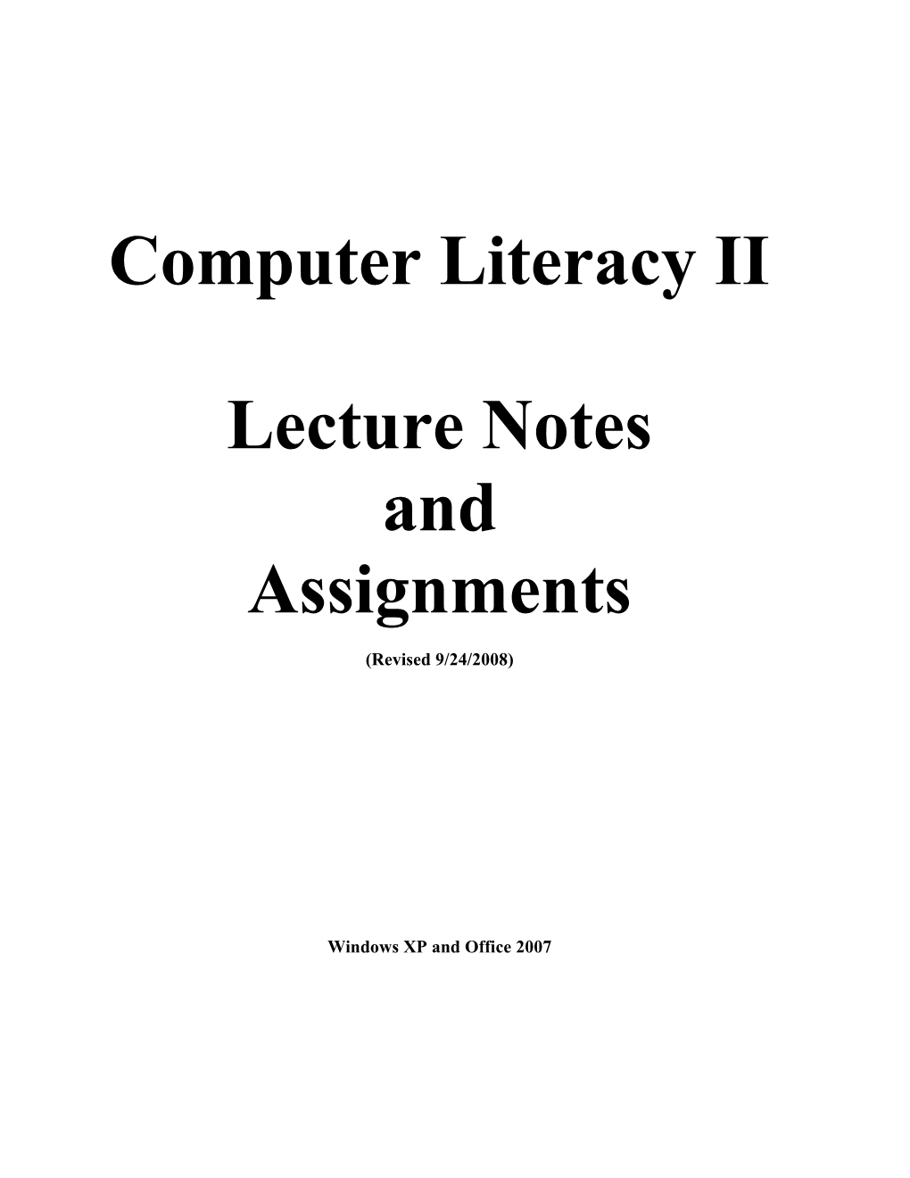 Computer Literacy II