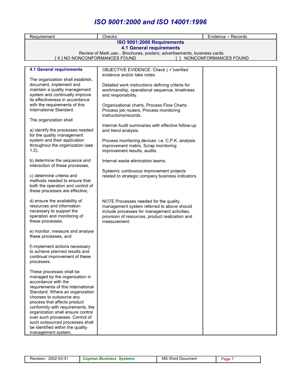 ISO 14001 - 4.4.4 Environmental Management System Documentation