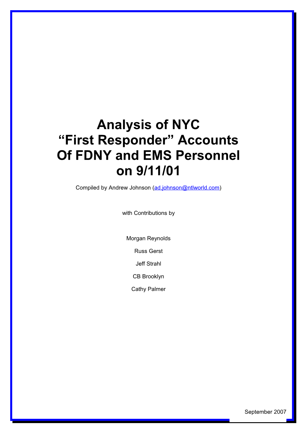 Report on Instances of Descriptions of Plane Hits from First Responder Testimonies