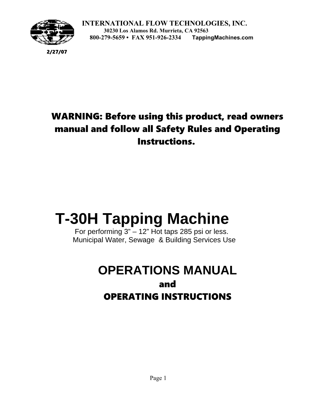 T-30H Tapping Machine