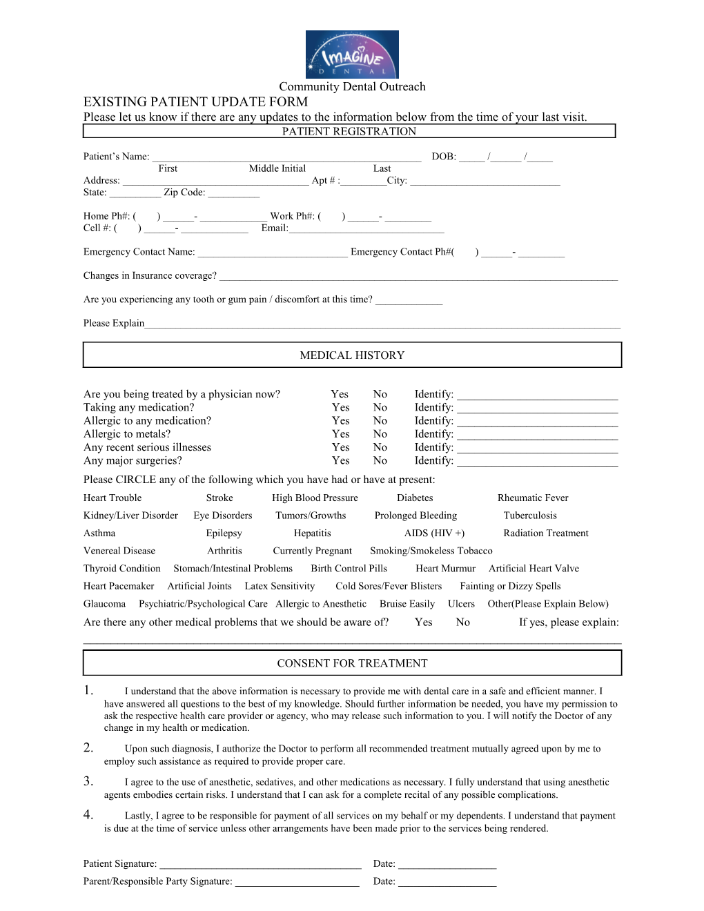 Existing Patient Update Form English