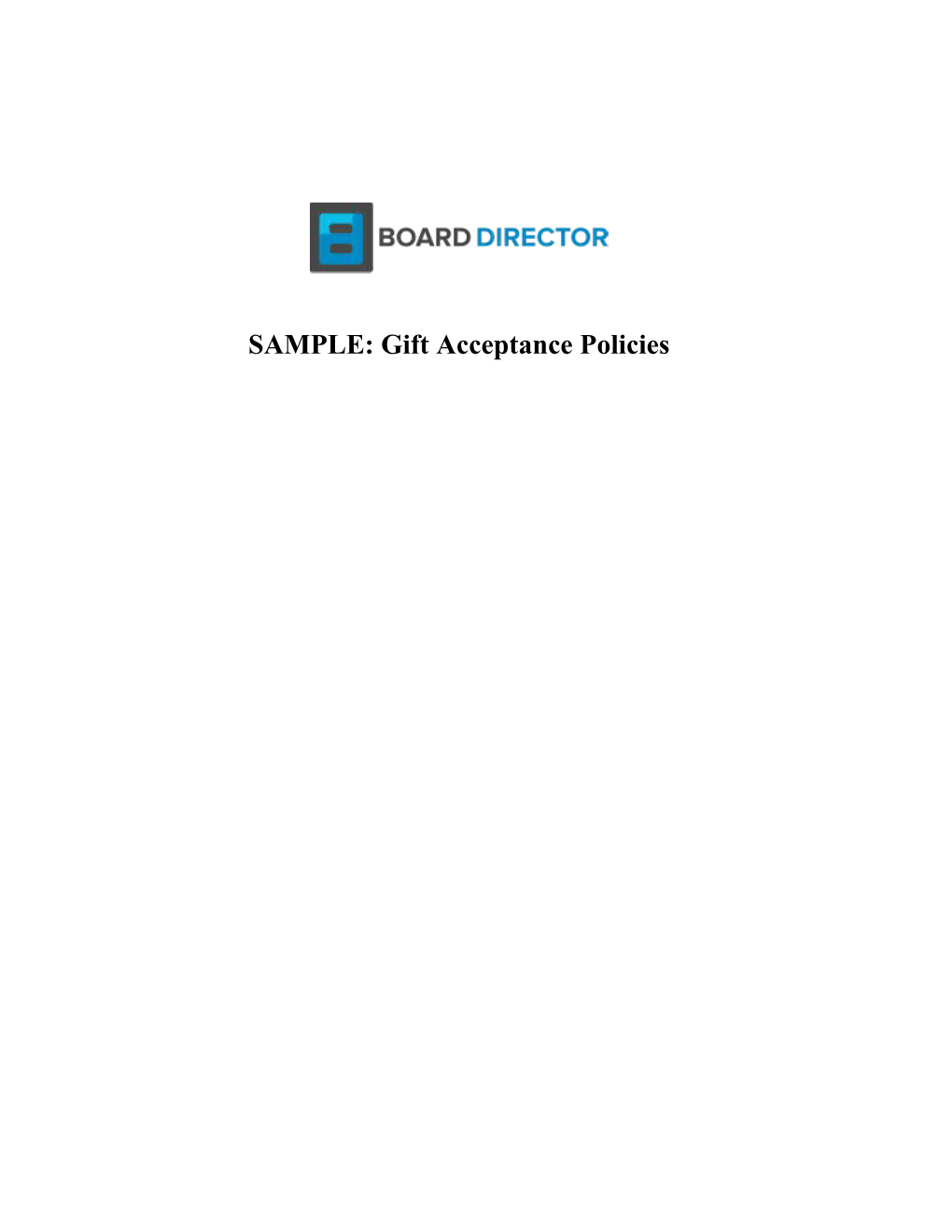 SAMPLE: Gift Acceptance Policies