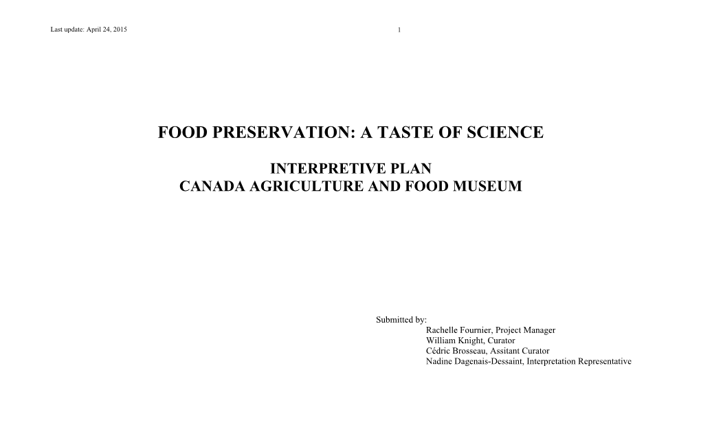 Food Preservation: a Taste of Science