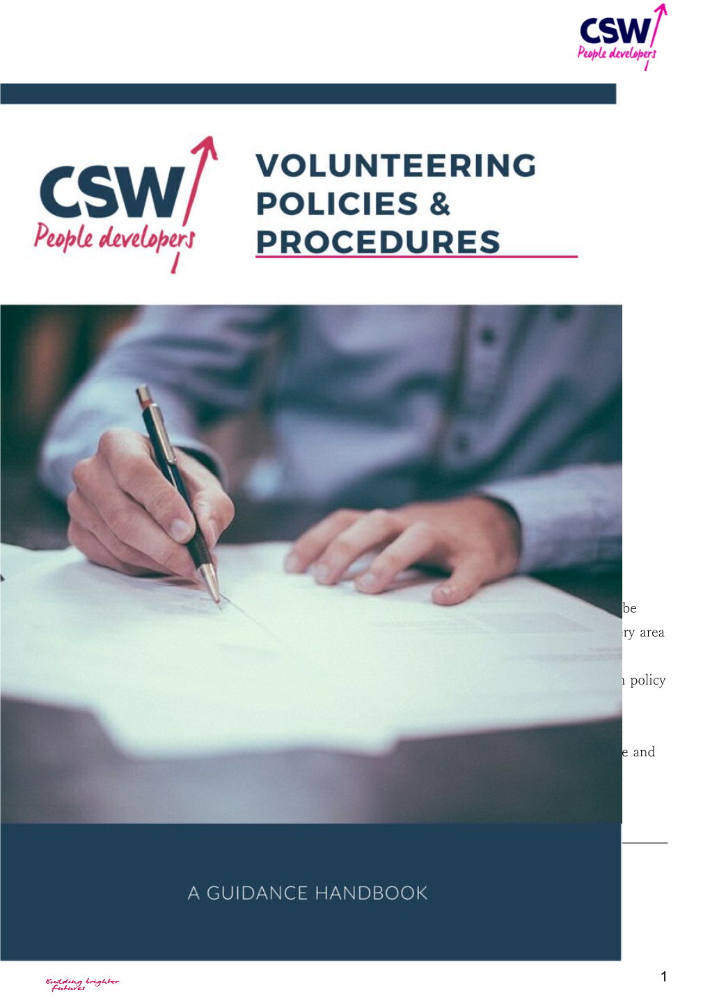 Welcome to the Volunteering Policies and Procedures Handbook
