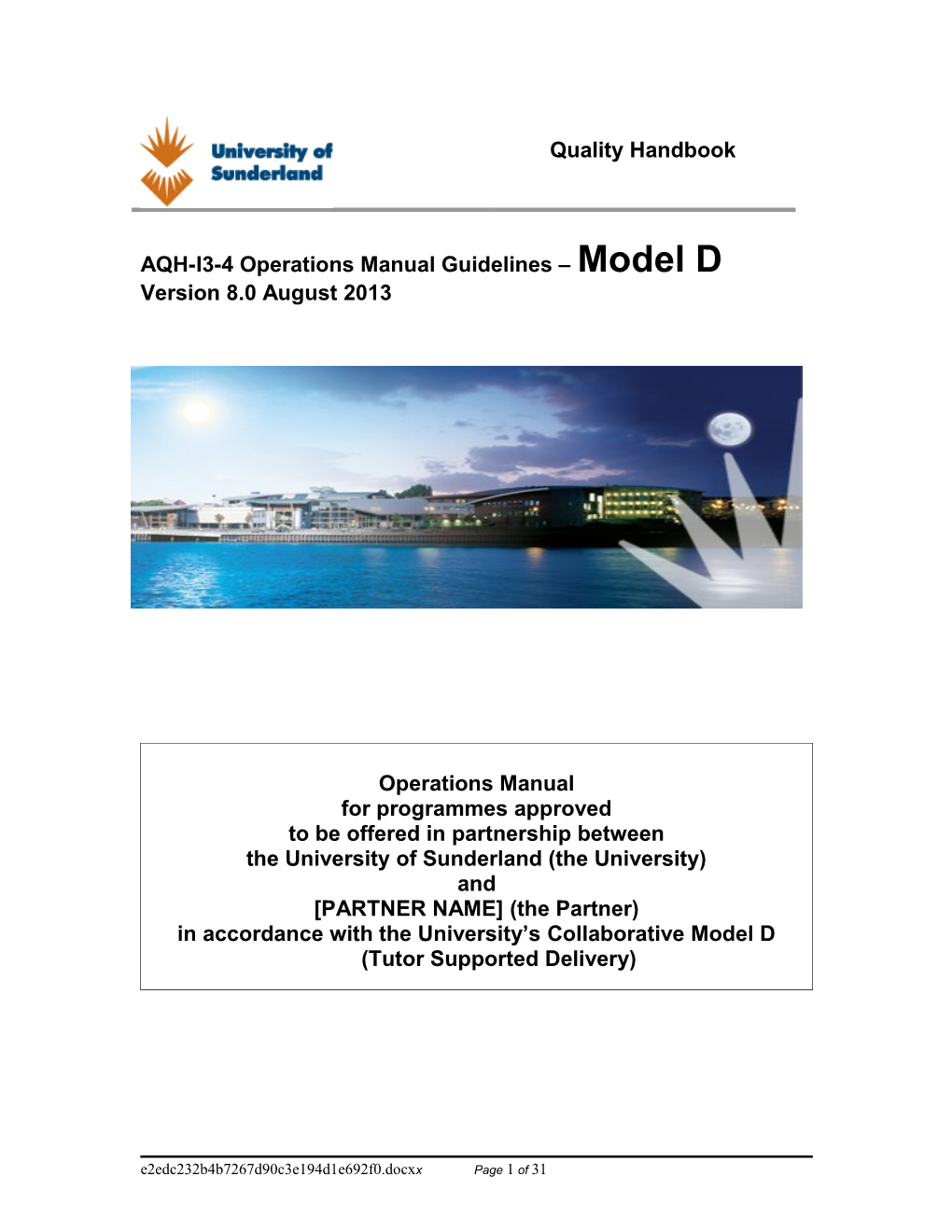 AQH-I3-4 Operations Manual Guidelines Model D