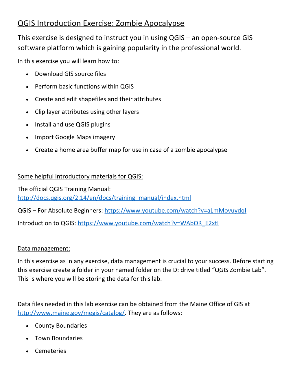QGIS Introduction Exercise: Zombie Apocalypse