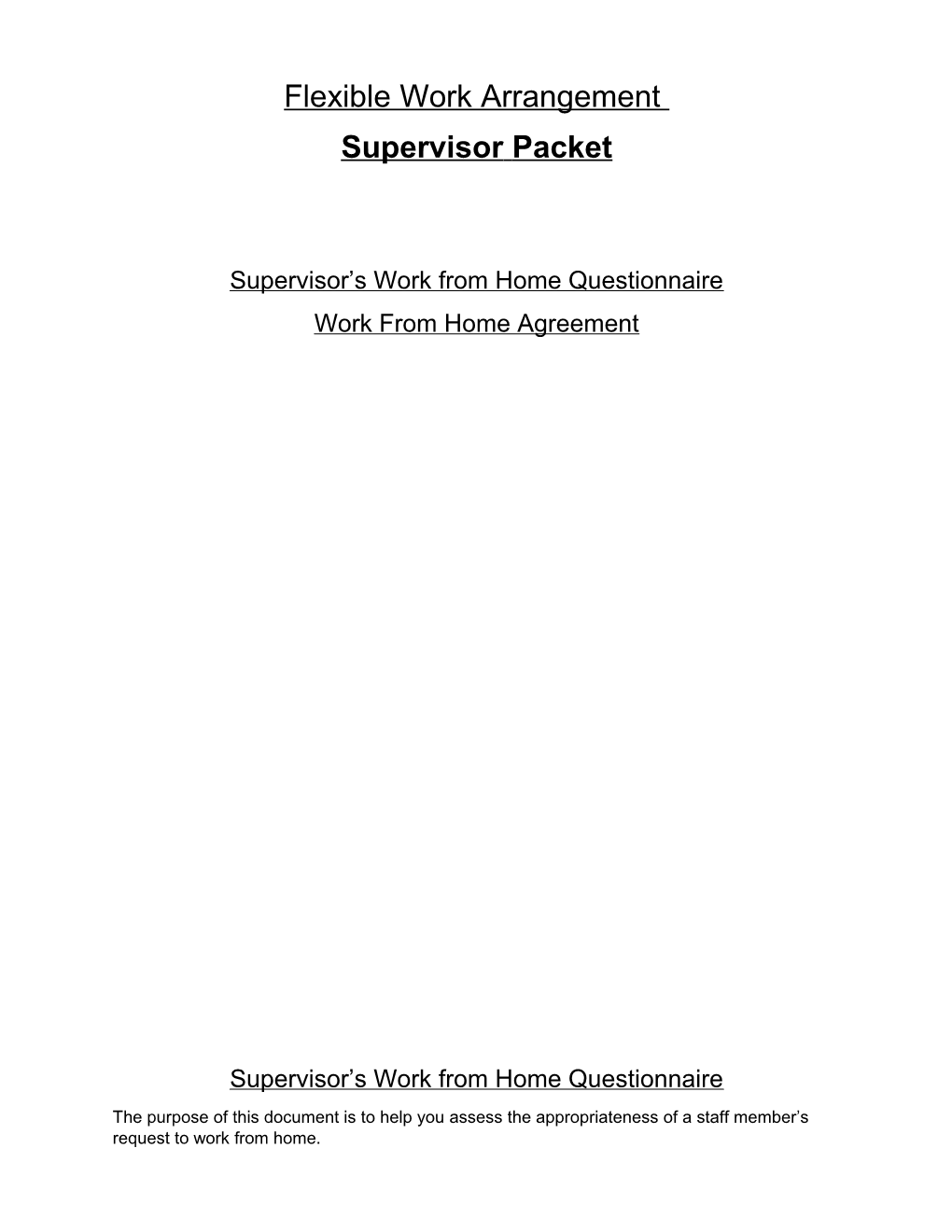 Supervisor S Work from Homequestionnaire