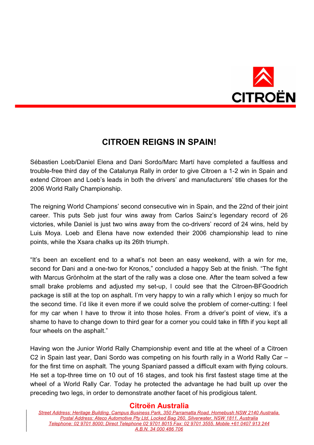 Citroen Reigns in Spain!