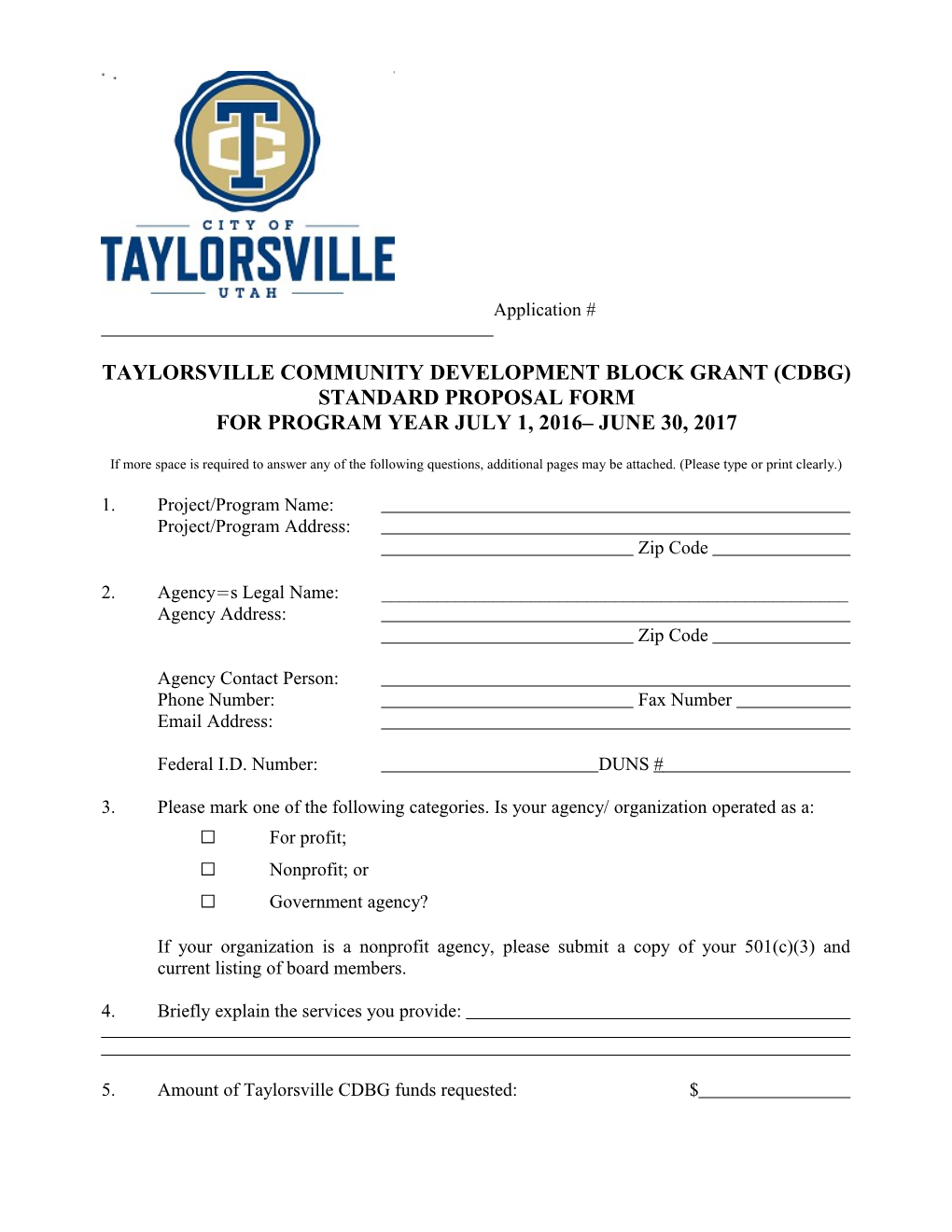 Taylorsville Community Development Block Grant (Cdbg)