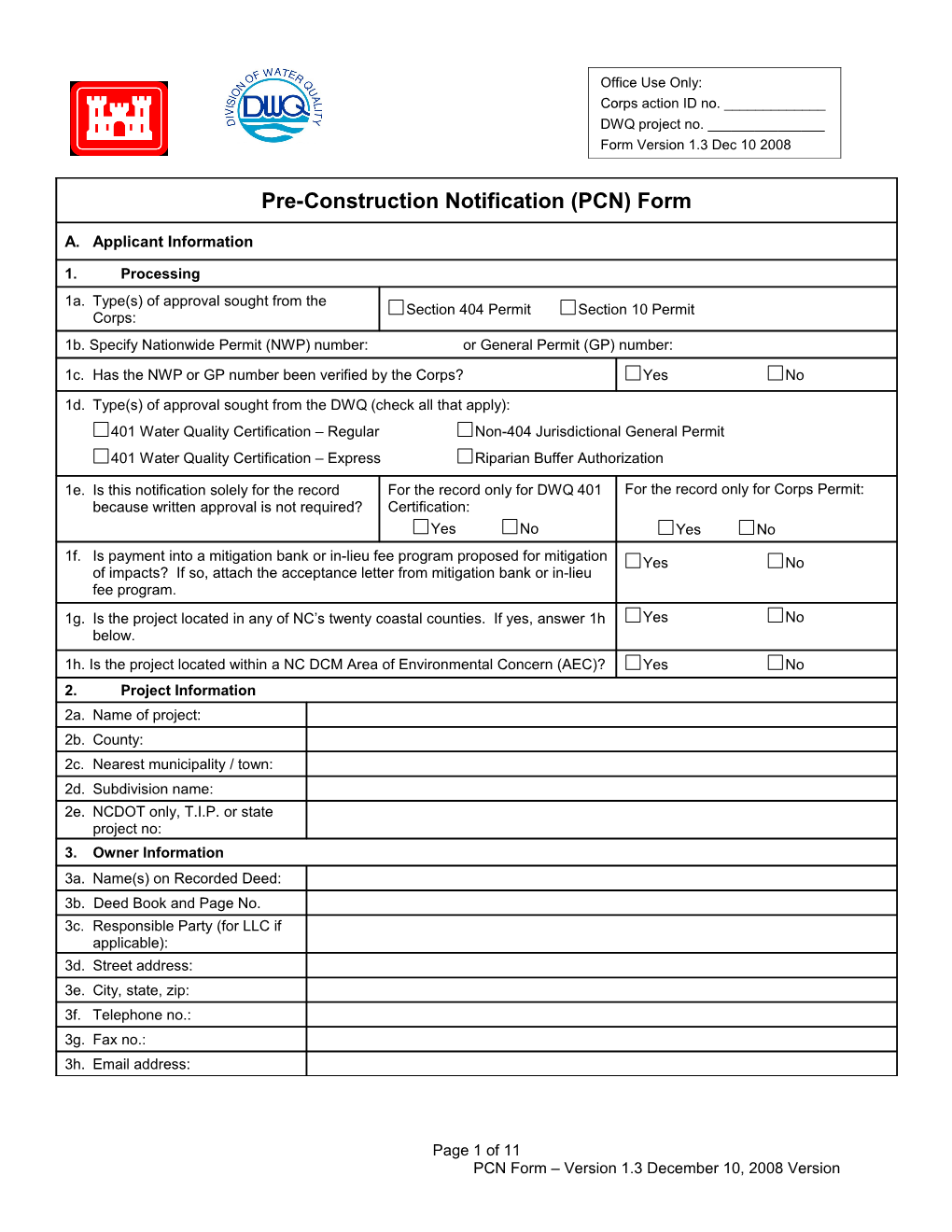 Pre-Construction Notification (PCN) Form