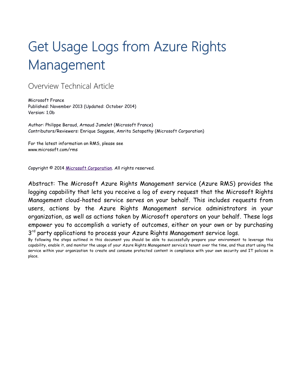Get Usage Logs from Azure Rights Management