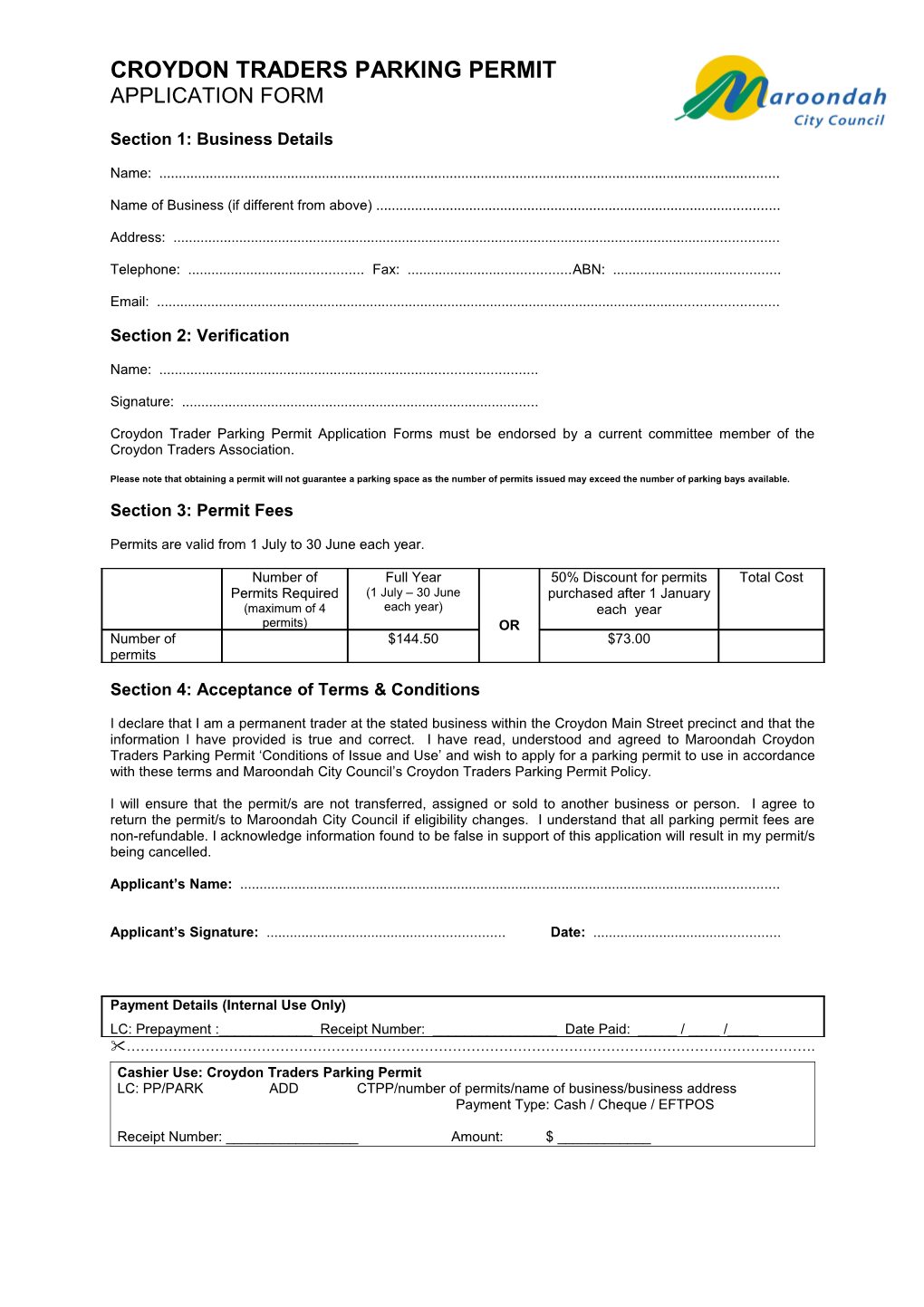 Croydon Traders Parking Permit