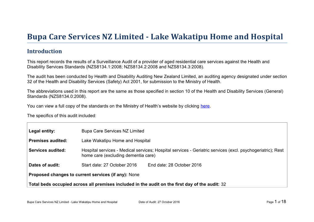 Bupa Care Services NZ Limited - Lake Wakatipu Home and Hospital