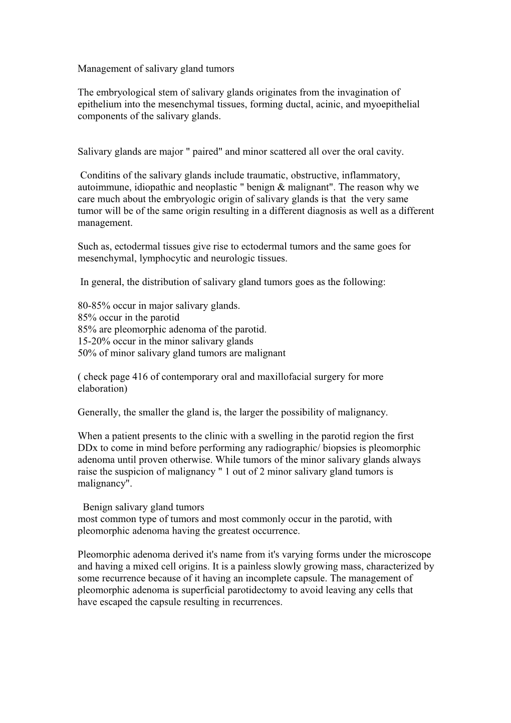 Management of Salivary Gland Tumors